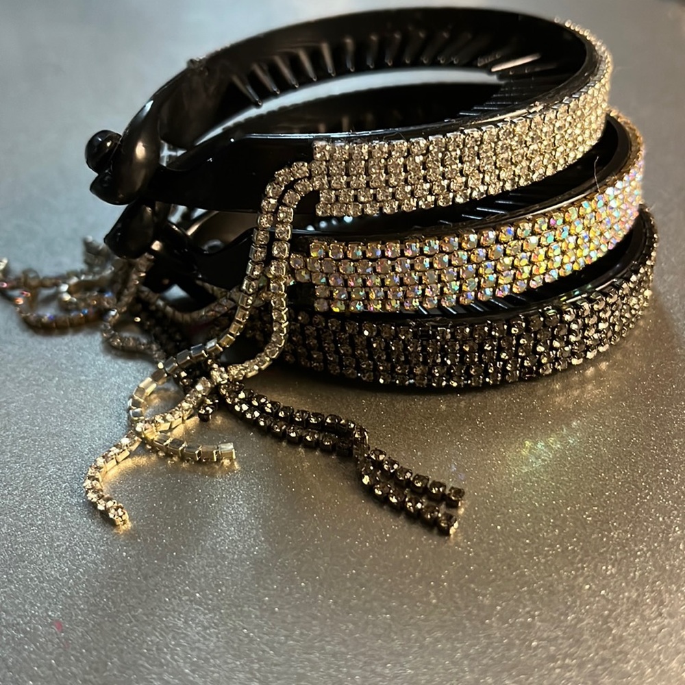 3 dangle sparkly hair claw clips